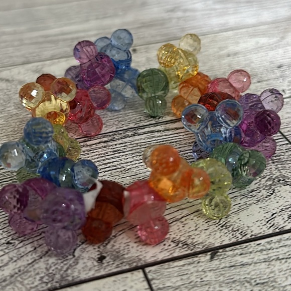 Disney parks Mickey multicolor rainbow plastic bead cluster elastic bracelet - Picture 3 of 4